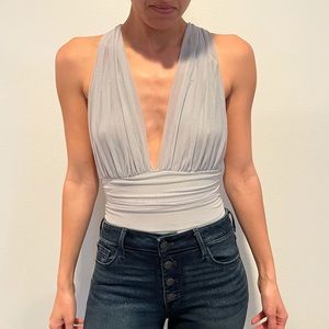 H&M Bodysuit with plunging mesh top